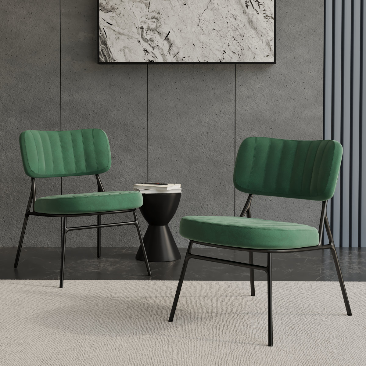 Zipporah Velvet Accent Side Chair with Black Metal Frame (Set of 2)